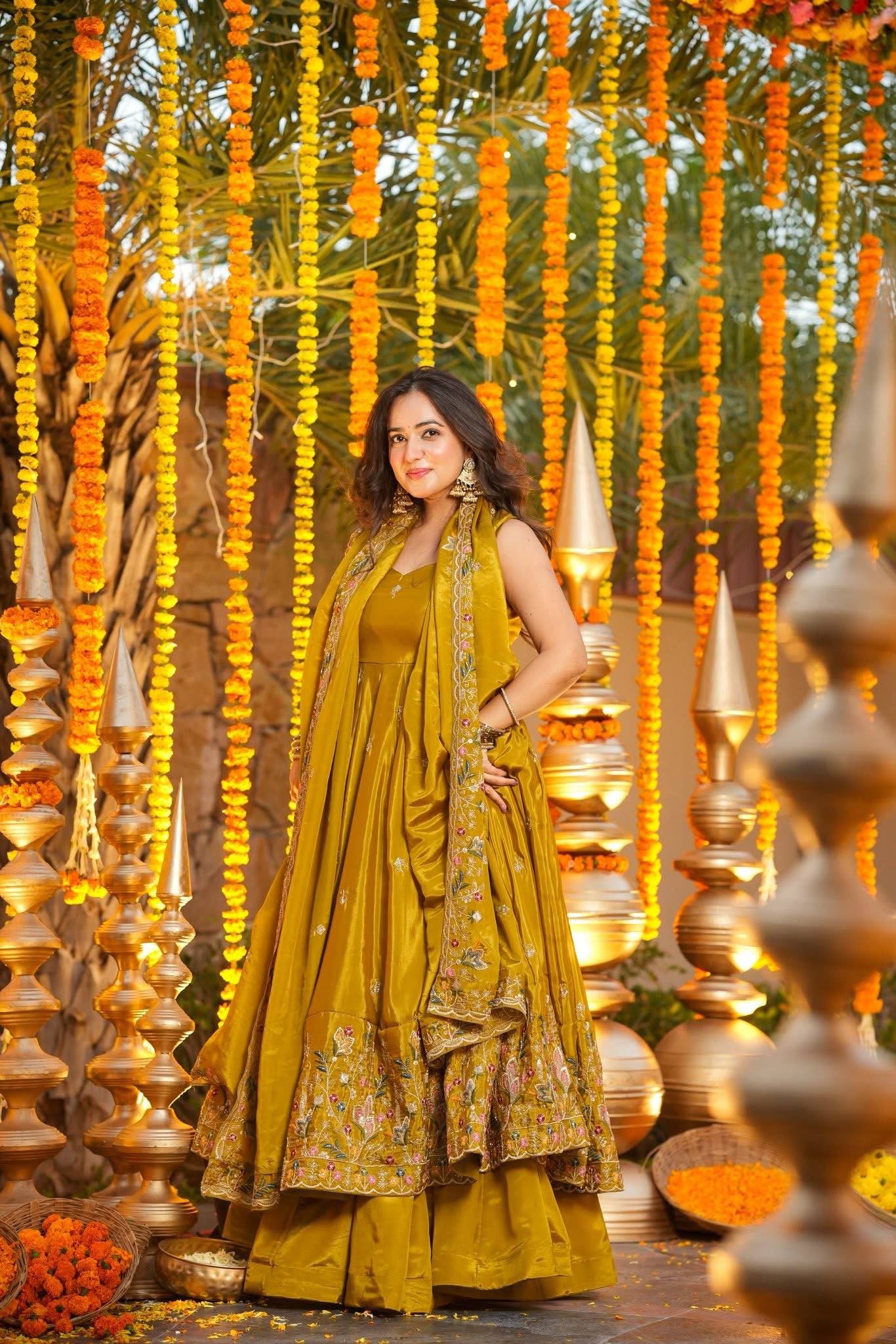 The Radiant Mustard Botanical-Hem Anarkali